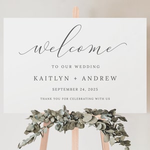 Editable Wedding Welcome Sign, Welcome to our Wedding Sign, Modern Minimalist Wedding Sign, Printable Template, Instant Download - Emelia