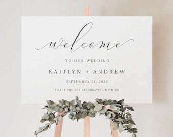 Editable Wedding Welcome Sign, Welcome to our Wedding Sign, Modern Minimalist Wedding Sign, Printable Template, Instant Download - Emelia