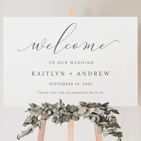 Editable Wedding Welcome Sign, Welcome to our Wedding Sign, Modern Minimalist Wedding Sign, Printable Template, Instant Download - Emelia