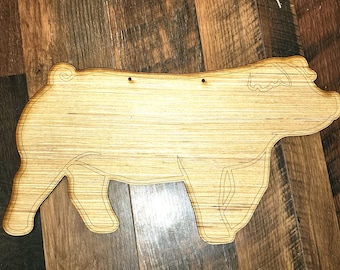 Etched Name Pig Stall Sign Blank – Laser Cut Wood Livestock Show Sign