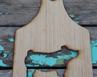 Market Swine Wood Ear Tag shaped Stall Blank, Cutout, show swine, hog Sign, livestock