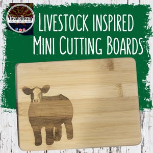 Mini Steer Cutting Board – 8x6 Bamboo Tray – Farmhouse Cattle Decor – Rustic Cow Kitchen Art – Ranch Gift Idea