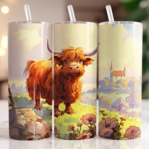 20 oz Stainless Steel Farm, Highland Cow, Cow, Steer Tumbler