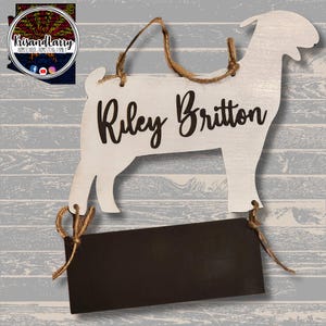 Custom Livestock Stall Sign with Chalkboard Base – Personalized Animal Cutout – 4H FFA Exhibitor Name Tag for Fair Pens