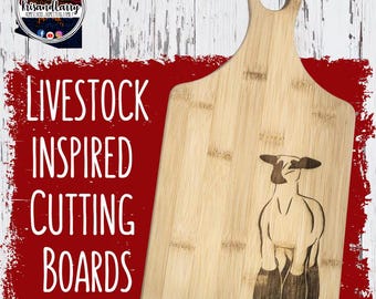Bamboo Cutting Board – Front Facing Lamb Design, Livestock Buyer Gift