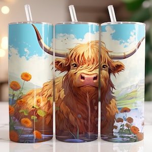 20 oz Stainless Steel Farm, Highland Cow, Cow, Steer Tumbler
