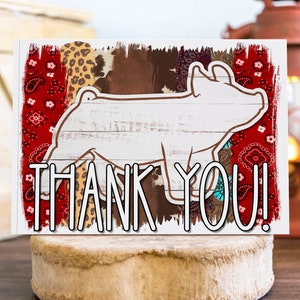 Downloadable THANK YOU card - youth livestock, pig, swine, hog, western for buyers