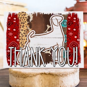 Downloadable THANK YOU card - youth livestock, goat, market goat, western