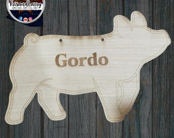 Custom Etched Wood Pig Stall Sign – Yorkshire, Hampshire, Livestock