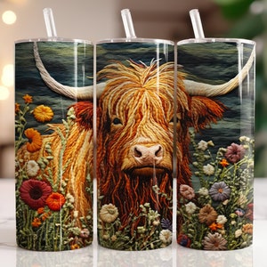 20 oz Stainless Steel Farm, Highland Cow, Cow, Steer Tumbler