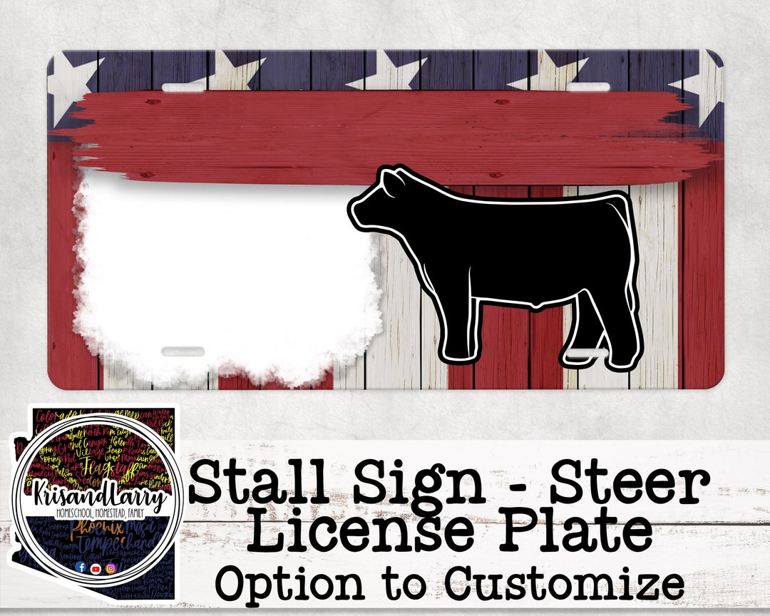 Custom License Plate Stall Sign Livestock Steer Cow Etsy