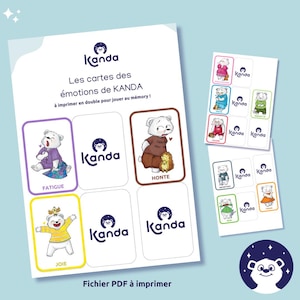 Les cartes des émotions de KANDA. 10 émotions par paires accompagnées de leur coloriage. Idéal pour découvrir les émotions !