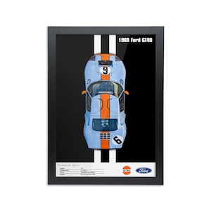 Ford GT40 1969 Le Mans 24 Hour Aerial Car Art