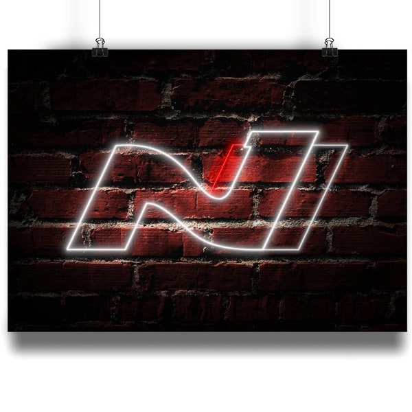 Hyundai N Logo Neon Wall Art Poster