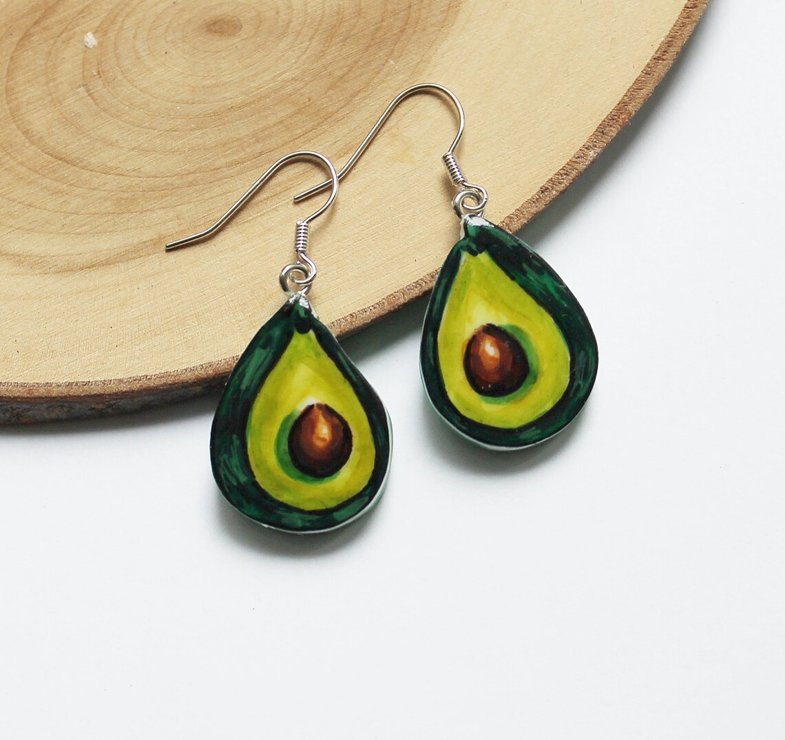 Green Avocado earrings Food avocado jewelry Fruit Earrings Etsy