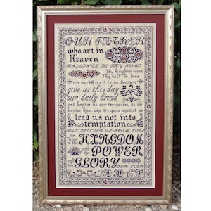 The Lord&#39;s Prayer Matthew 6:9-15 Antique Reproduction Style Bible Christian Cross Stitch Pattern My Big Toe Designs ~ PDF Instant Download