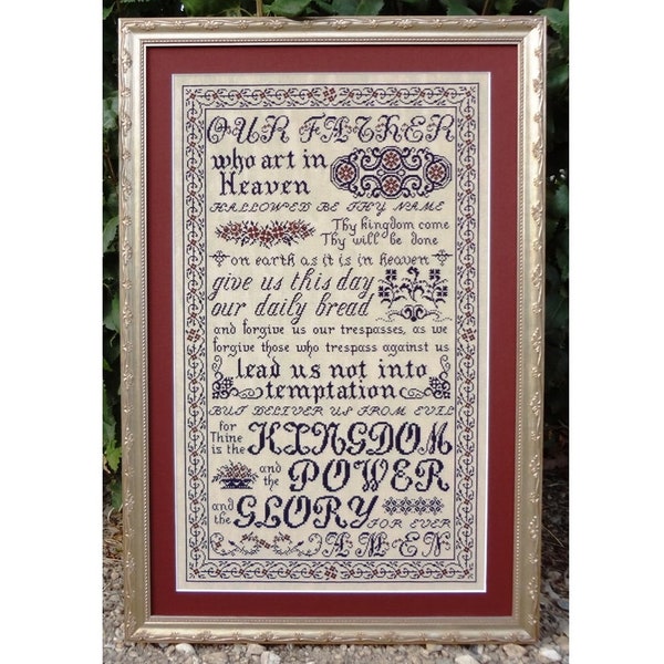 The Lord's Prayer Matthew 6:9-15 Antique Reproduction Style Bible Christian Cross Stitch Pattern My Big Toe Designs ~ PDF Instant Download