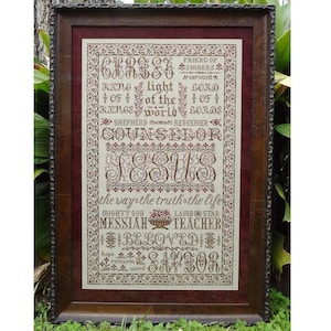 The Name of Jesus Inspirational Christian Antique Reproduction Style Cross Stitch Pattern My Big Toe Designs ~ PDF Instant Digital Download