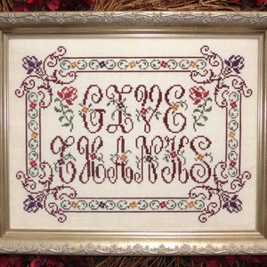 Give Thanks ~ Thanksgiving Cross Stitch Pattern ~ PDF Instant Digital Download