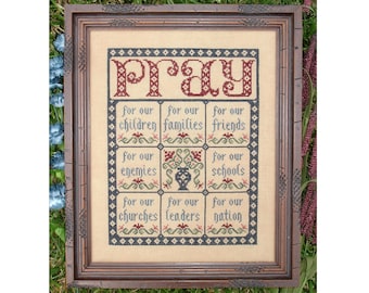 Pray Inspirational Christian Cross Stitch Pattern My Big Toe Designs ~ PDF Instant Digital Download