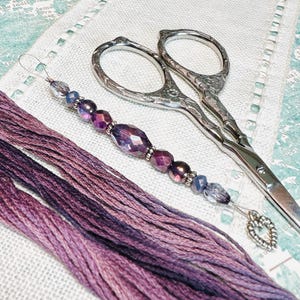 Very Violet Beaded Needle Threader ~ Purple, Tanzanite ~ Sterling Silver Crimps