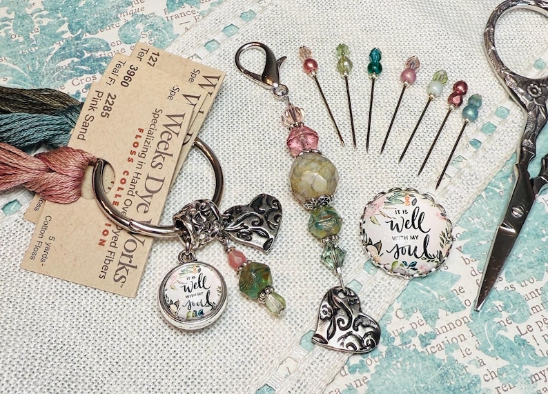 It is Well ~ Thread Keep, Scissor Fob, Marking Pins, Needle Minder ...