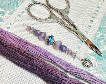 Lilac  Beaded Needle Threader ~ Lavender Purple ~ Needlework Accessory