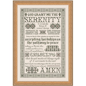 Serenity Prayer Inspirational Large Antique Reproduction Style Cross Stitch Pattern My Big Toe Designs ~ PDF Instant Digital Download