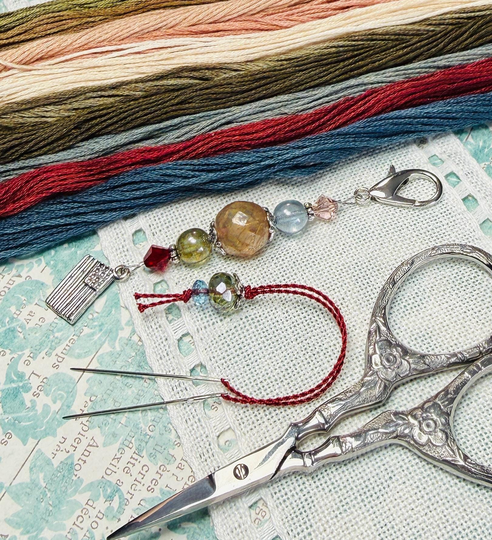 Atropos Scissors Thread Antique Americana Scissor Fob & Thread Hopper ~ Swarovski Crystal - Etsy