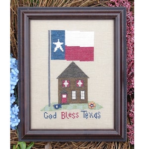God Bless Texas ~ Patriotic Cross Stitch Pattern ~ My Big Toe Designs ~ PDF Instant Download