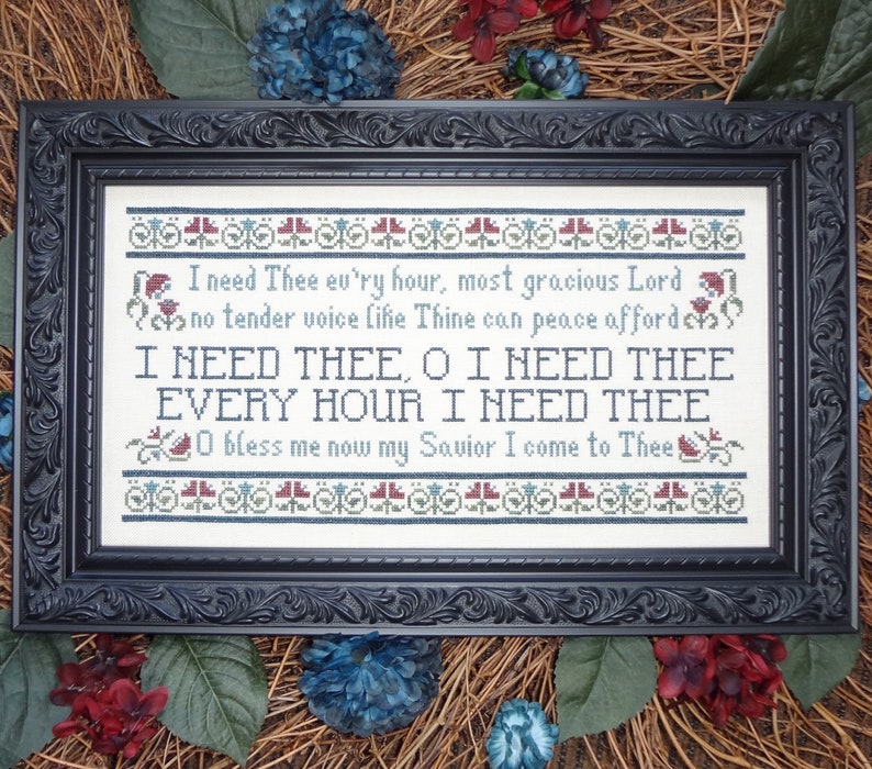 I Need Thee Every Hour Hymn Cross Stitch Pattern My Big Toe Etsy I need thee every hour hymn cross stitch pattern my big toe etsy