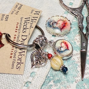 Quilled Heart ~ Patriotic Thread Keep, Needle Minder ~ Red, White, Blue