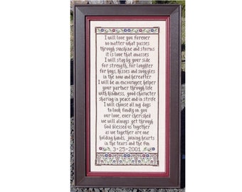 I Will - A Celebration of Life Together Anniversary Cross Stitch Pattern My Big Toe Designs ~ PDF Instant Digital Download