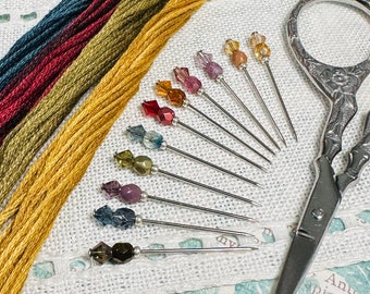 Sampler Rainbow ~ Beautiful Marking Pin Set ~ Pretty Sewing Counting Pins ~ Needles ~ sweet and a great gift! ~Embroidery Accessory
