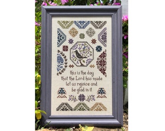 Quaker Rejoice Psalm 118:24 Bible Scripture Christian Cross Stitch Pattern My Big Toe Designs ~ PDF Instant Digital Download