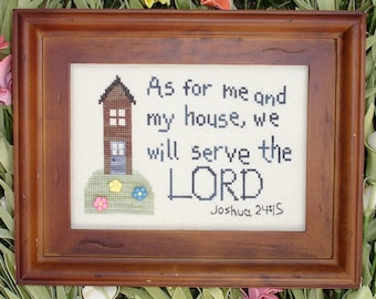Me and My House Joshua 24:15 Christelijk bijbelkruissteekpatroon My Big Toe Designs ~ pdf direct digitale download
