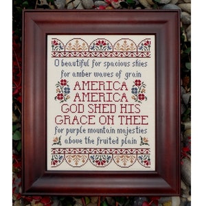 America the Beautiful Patriotic Hymn Cross Stitch Pattern My Big Toe Designs ~ PDF Instant Digital Download