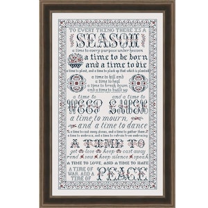 To Everything There is a Season Ecclesiastes 3:1-8 Bible Christian Antique Reproduction Style Cross Stitch Pattern My Big Toe Designs ~ PDF