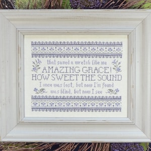 Amazing Grace How Sweet the Sound Christian Hymn Cross Stitch Pattern My Big Toe Designs ~ PDF Instant Digital Download
