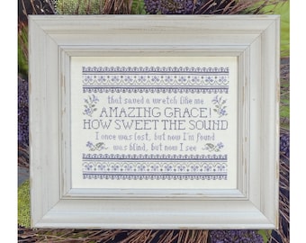 Amazing Grace How Sweet the Sound Christian Hymn Cross Stitch Pattern My Big Toe Designs ~ PDF Instant Digital Download