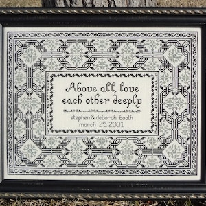 The Anniversary I Peter 4:8 Bible Christian Wedding Cross Stitch Pattern My Big Toe Designs ~ PDF Instant Digital Download