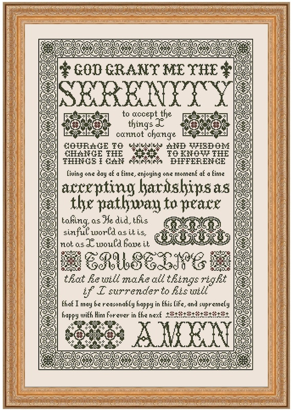Serenity Prayer ~ Inspirational Cross Stitch Pattern ~ MBT Designs