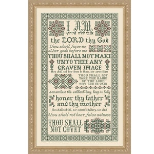 10 Commandments Bible Christian Antique Reproduction Style Cross Stitch Pattern My Big Toe Designs ~ PDF Instant Digital Download