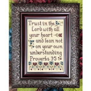 Trust in the Lord Proverbs 3:5 Bible Christian Cross Stitch Pattern My Big Toe Designs ~ PDF Instant Digital Download