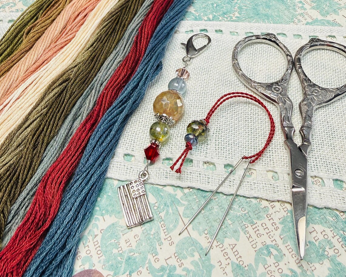 Atropos Scissors Thread Antique Americana Scissor Fob & Thread Hopper ~ Swarovski Crystal - Etsy