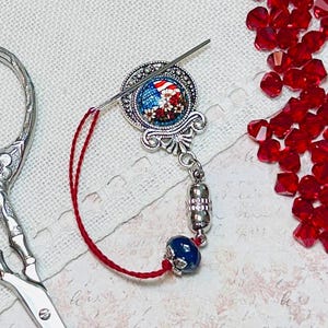 Dispositif de rappel d'aiguille des États-Unis et trémie de fil ~ Rouge, blanc, bleu ~ Épingles de comptage amovibles