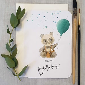 Geburtstagskarte für Kinder, Postkarte zum Geburtstag, Klappkarte Pandababy, Glückwunschkarte Kind, Panda