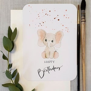 Geburtstagskarte für Kinder, Postkarte zum Geburtstag, Klappkarte Elefantenbaby, Glückwunschkarte Kind, Junge Mädchen