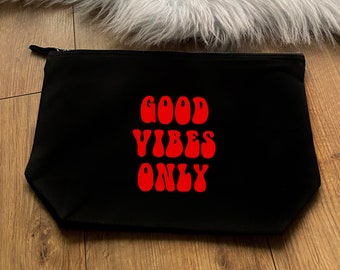 Good Vibes Only Accessory Bag: Organic Cotton Canvas Cosmetic Bag for Sex Toy