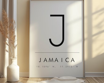 Impresión tipográfica de Jamaica: arte mural minimalista